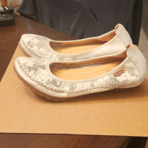 Pikolinos Women's White Leather Flats w/ Perforations & Cutouts Size 37 US 6.5 - Picture 2 of 12